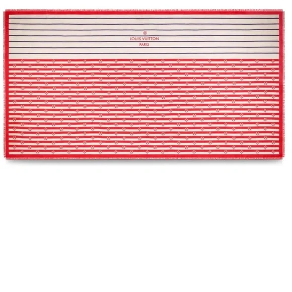 Louis Vuitton LV Escale Striped Red Blue Pareo Shawl M76193 SS20 Limited Edition